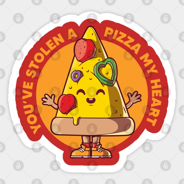 You've stolen a pizza my heart Sticker by Messy Nessie